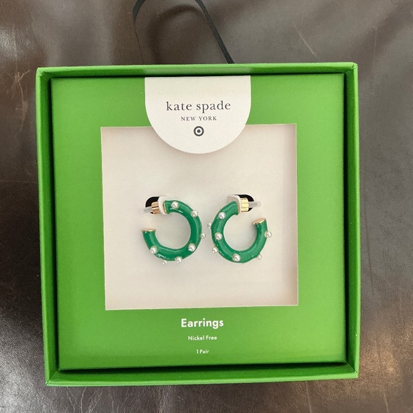 Target x Kate Spade - Green & Pearl Hoops (Ready to Ship) - Picture 1 of 2